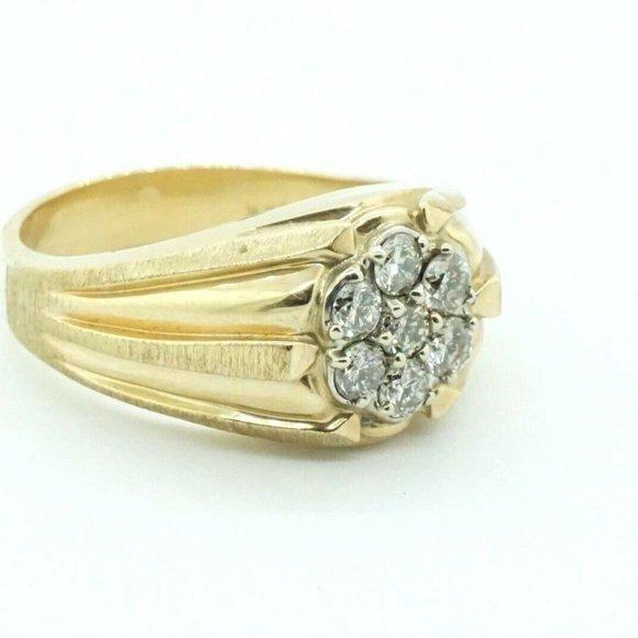 Estate Sale 14K Yellow Gold Diamond Mens Pinky Ring Size 11.5 - Picture 3 of 4
